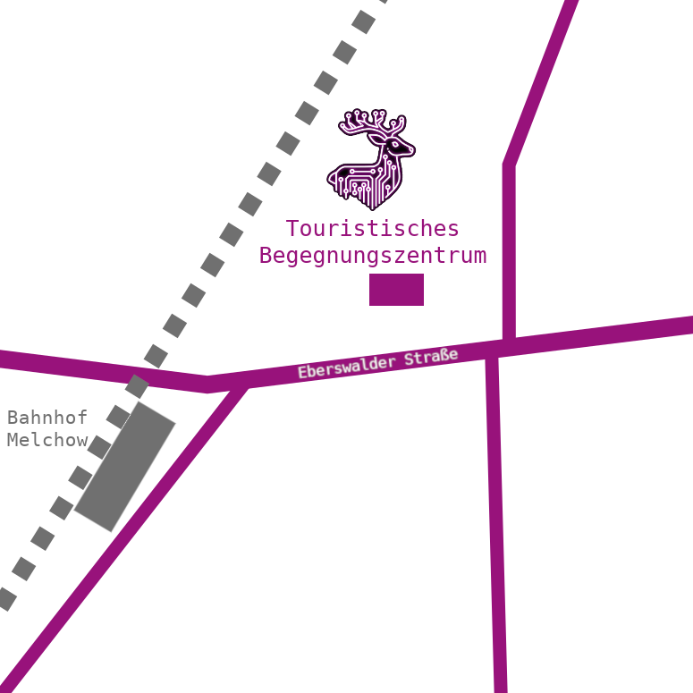 Lageplan des Touristischen Begegnungszentrums Melchow, Eberswalder Straße 9